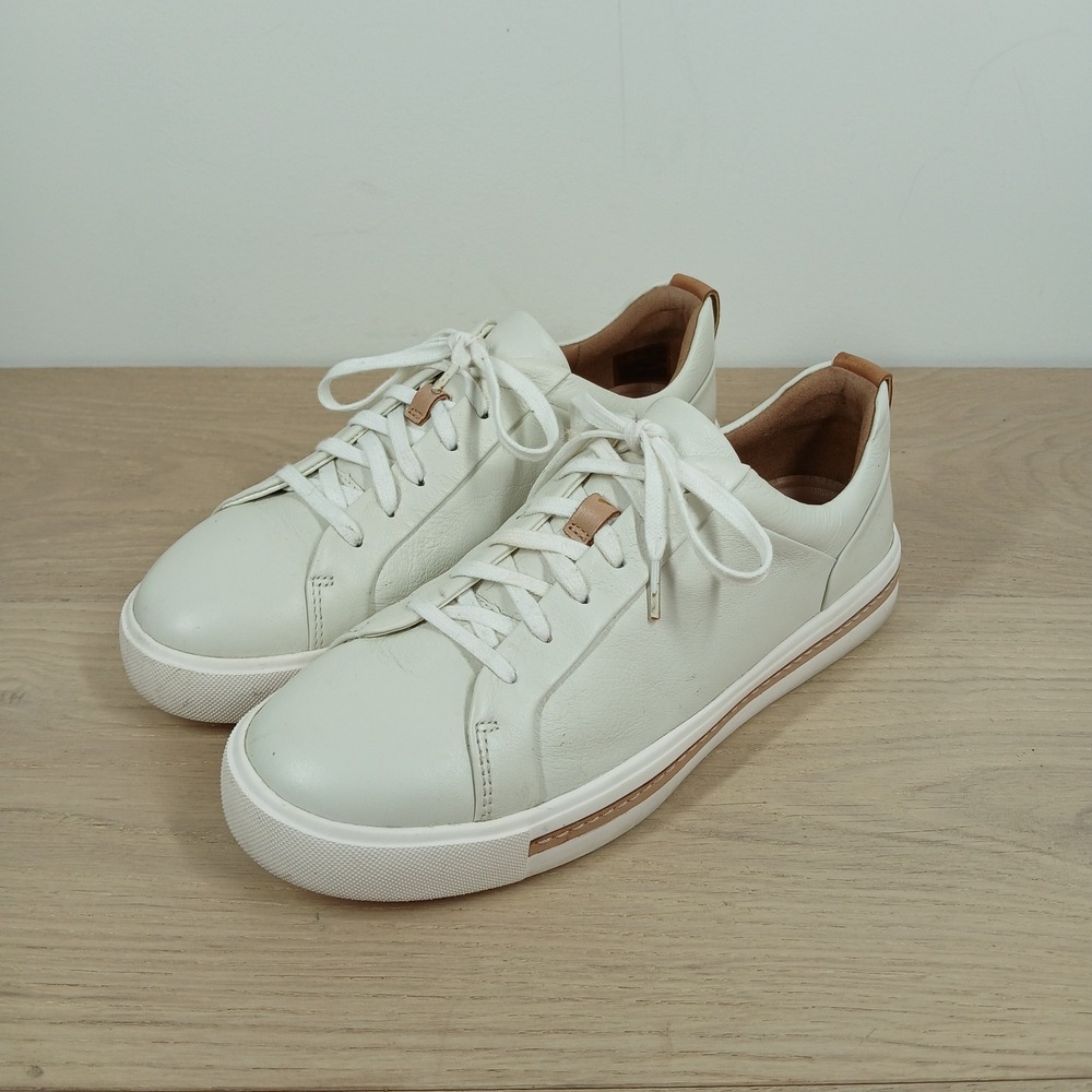 Clarks Court Sneakers Women's 7 White Leather Low Top Shoes